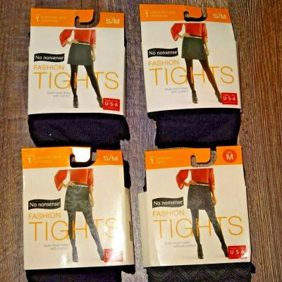 4 no nonsense Fashion tights ~ patterned ~ texture ~ Small / medium 100-150 lbs